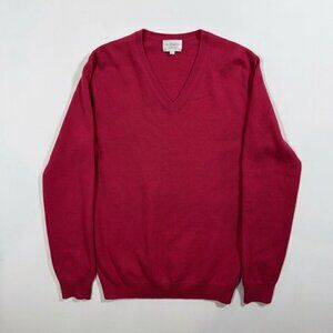 Eric Bompard Cashmere V-Neck Sweater Pink Magenta S Preppy  Unisex Quiet Luxury